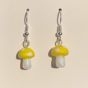 Handmade Glass Mushroom Earrings